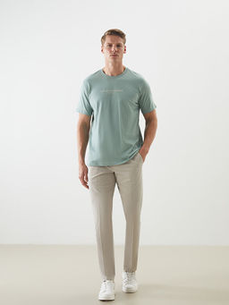 Bisiklet Yaka Bask?l? Penye Erkek Ti??rt