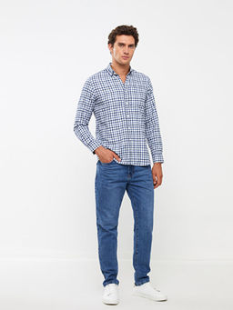 Regular Fit Uzun Kollu Ekose Gabardin Erkek G?mlek