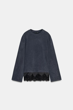 CONTRAST LACE T-SHIRT - Zara фото 6