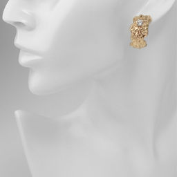 Серьги со стразами Бесконечность полусфера, белые в золоте - Qf фото 3