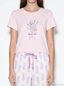 Bisiklet Yaka Bask?l? Kad?n Pijama Tak?m?