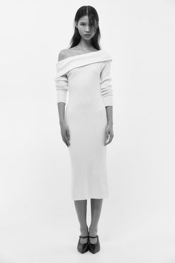 Vestido off-the-shoulder en punto de canale - H&m фото 2