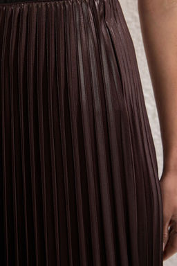 Kahverengi*001 Duz Klos Piliseli Maxi Etek TWOSS24ET00041