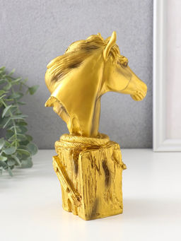 Фигурка «Бюст. Золотой конь с фонарём», полистоун, 11×6.5×19 см