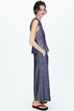 PANTAL?N CULOTTE TIRO ALTO SET / ?ndigo