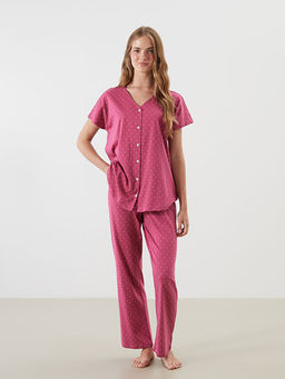 V Yaka Puantiyeli Hamile Pijama Tak?m?