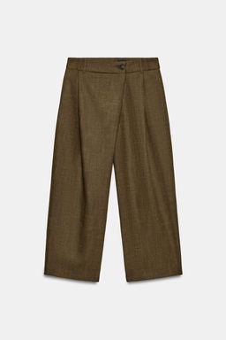 PANTAL?N CROPPED PINZAS ZW COLLECTION / Khaki - Zara фото 4