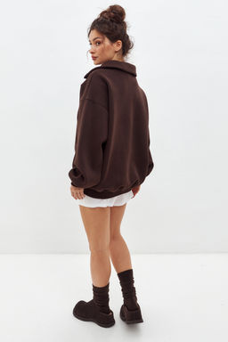 Толстовка женская из футера начес Комфорт шоколад макси