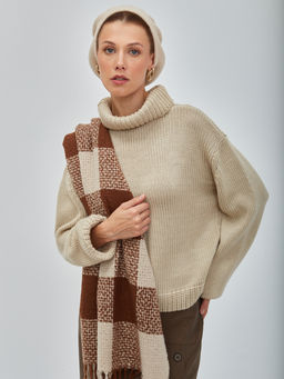 В составе шерсть! Палантин двусторонний