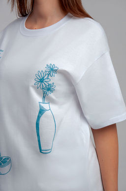 Арт. 31126 Футболка женская оверсайз 44-52 (5 шт) Цвет:белый - Калинка фото 22