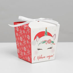 Цена за 5 шт. Бонбоньерка новогодняя Единорожка, 7.5?8?7.5 см, Новый год