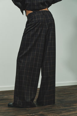 HIGH-WAIST CHECKED TROUSERS - Zara фото 6