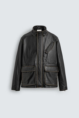 LIMITED EDITION LEATHER JACKET WITH POCKETS - Zara фото 7