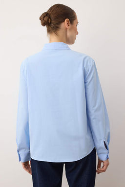 Mavi Gumus Dugme Detayl? Pamuklu Poplin Gomlek TWOAW26GO00114 - Trendyolmilla фото 4