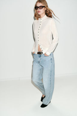 Z1975 LOOSE MID-WAIST PAINT-EFFECT JEANS - Zara фото 4
