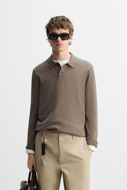 KNIT WOOL-COTTON POLO SHIRT - Zara фото 3