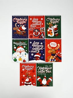 Подарочный набор новогодний, 8 ручек, 8 открыток, 8 блокнотов МИКС