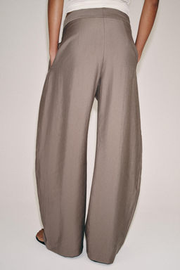 PANTAL?N WIDE LEG PLIEGUES ZW COLLECTION / Marr?n / Topo - Zara фото 3