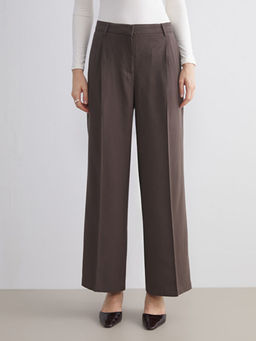 Loose Fit Geni? Pa?a Kad?n Pileli Pantolon