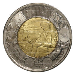 Монета 2 доллара 2015 года 100 лет стихотворению На полях Фландрии