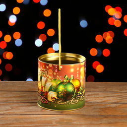 Подарочная коробка, тубус «Новогодние игрушки» 120×120 мм (100 мм внутр. высота).