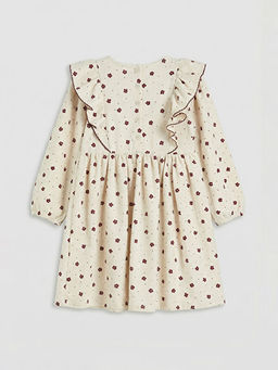 Bisiklet Yaka ?i?ekli K?z ?ocuk Elbise