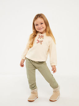 Kap??onlu Uzun Kollu Basic K?z Bebek Sweatshirt ve E?ofman Alt 2li Tak?m