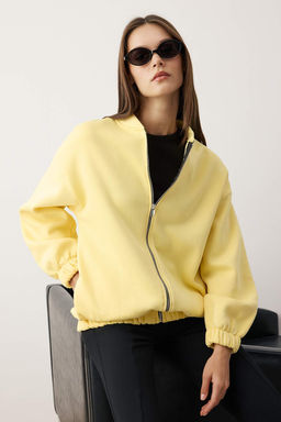 Teen Ac?k Sar? Fermuarl? Oversize/Genis Kal?p Kal?n Ici Polarl? Orme Sweatshirt TWOAW25SW00122