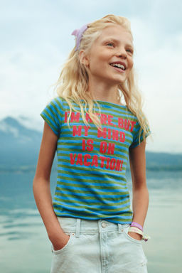 STRIPED T-SHIRT WITH TEXT - Zara фото 5