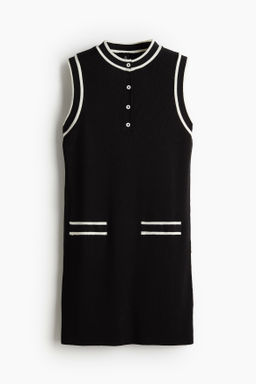 Vestido en punto de canale con tapeta de botones - H&m фото 6