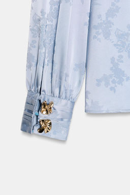 SATIN-FINISH JACQUARD SHIRT WITH BOW - Zara фото 18