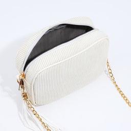 Сумка женская кросс-боди на молнии, 20×7×15 см, на цепочке, бежевая