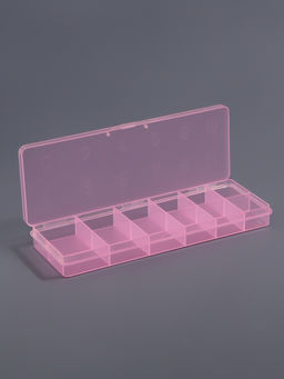 Цена за 2 шт. Органайзер для хранения мелочей, 12 секций, размер 18.4×6.7×2 см, прозрачный, розовый