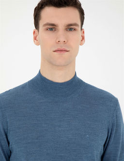 Mavi Slim Fit Yar_m Bal_k__ Yaka Y_n Kar___ml_ Basic Triko Kazak - Pierre cardin фото 2