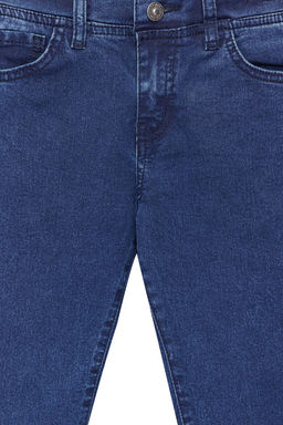Koyu Mavi K?z Cocuk Esnek Straight Lastikli Denim Pantolon Jean TKDSS24PL00013 - Trendyolmilla фото 5