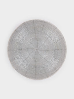Салфетка под приборы, 36 см, бисер, круглая, серебристая, Bijou