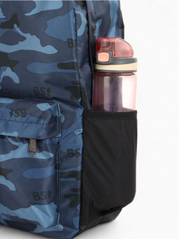 Рюкзак школьный на молнии, с карманами, с принтом, размер 30?13?42 см, тёмно-синий/чёрный