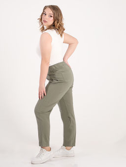 Брюки цвета хаки женские больших размеров на резинке - Almond фото 3