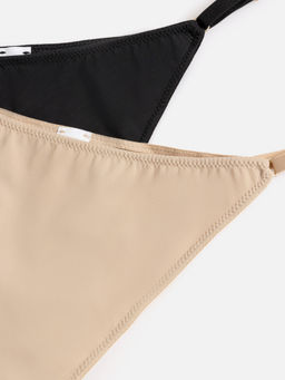 Infinity /  Трусы стринги-бразилиано жен 3шт. Fela бежевый с черным - Infinity Lingerie фото 4