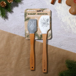 Лопатки силиконовые Новогоднего настроения, 26?5 см, 23.3?4.3 см, 2 шт.