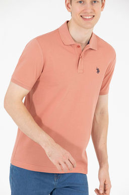 Мужская пудровая футболка с воротником поло Basic - U.s. polo assn фото 6