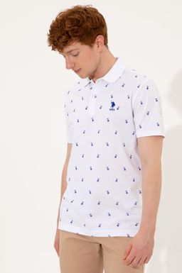 U. S. Polo Assn Мужская белая футболка с воротником-поло - U.s. polo assn фото 3