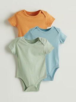 Bisiklet Yaka Basic Erkek Bebek ??t??tl? Bodysuit 3l?