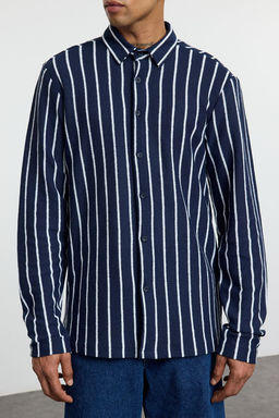 TRENDYOL MAN Lacivert Regular Fit Fake Triko K?sl?k Gomlek TMNAW25GO00028 - Trendyolmilla фото 5