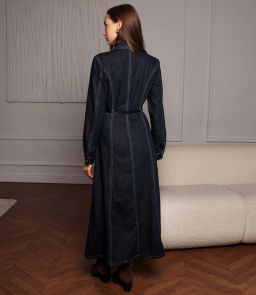 Джинсовое платье #КТ8523 (2), тёмно-синий - Dommod фото 4