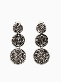 Цена за 2 шт. Клипсы «Три диска», цвет чернёное серебро