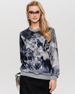 Свитшот с однотонными манжетами SWP194