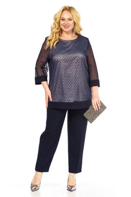 Блуза Элль стиль 2435/1а темно-синий  фото 3