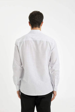 Рубашка из поплина с длинными рукавами и воротником-поло Modern Fit - Defacto фото 5