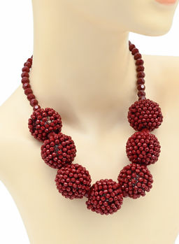 Колье из циркона " Шар " цв.бордовый, 49см